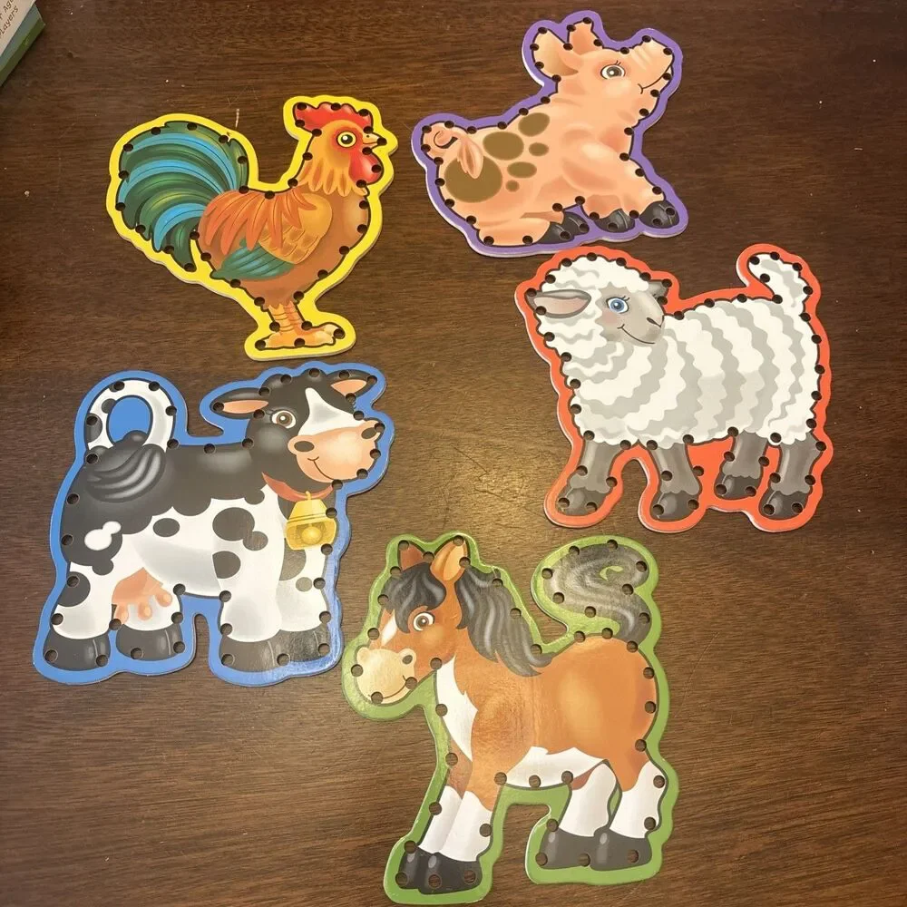 Melissa & Doug Lace and Trace Farm Animals Educational Toy Wooden Toddler